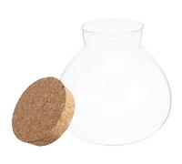 Yardwe Tarro de Vidrio para Terrario Tapa de Corcho, Recipiente Decorativo para Micro Jardín y Plantas Aéreas, Tamaño 15X16 CM para Decoración Interior