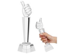 Yardwe Trofeo de Cristal Pequeño de Vidrio Gesto de Pulgar Arriba, Premio Versátil y Delicado para Competencias y Reconocimientos Motivacionales