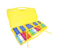 Yardwe XilóFono Escolar Glockenspiel CromáTico De 25 Notas, MetalóFono con Base Estable Y Placa Colorida