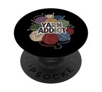 Yarn Addict Knitting Crochet Crafter Hobby Design PopSockets PopGrip Adhesivo