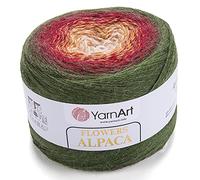 Yarn Art Flowers Alpaca 20% Alpaca 80% Acrílico Peso 9.8 oz Longitud 1028 yardas Multicolor Rainbow Crochet Hilo de Invierno Peso 2 Sport (420)