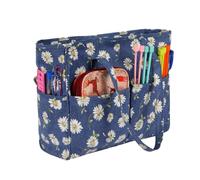 Yarn Bag - Oxford Cloth Multi Pocket Crochet Storage Organizer Tote | 13.78 Inch Waterproof Knitting Bag with Smooth Zipper for Yarn, Needles, Ruler, Craft Tools, Home, Travel, Studio & Dorm