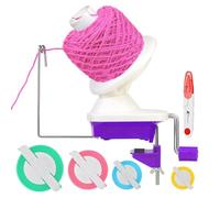 Yarn Ball Winder, Weaving Ball WinderNeedle Craft Yarn Ball Winder,The Helper for Knitting Enthusiast,Sturdy with Metal Handle and Tabletop Clamp, with 4 Size Pom Pom Makers+1PS Scissors