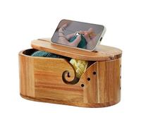 Yarn Bowl with Lid - Wooden Yarns Storage Holder, Handmade Wooden Yarn Holder for Knitting, Crocheting, Weaving and Quilting, Smooth Lidded Bowl for Thread Control in Home Studios and Craft Rooms