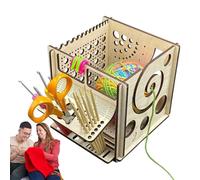 Yarn Bowls for Crocheting, Wooden Yarns Dispenser Bowls and Crocheting Holder, Basswood Knitting Bowl Crochet Basket Organizer for Accessories and Supplies, 16x15.5x15cm