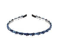 YARN & INK Diademas de diamantes de cristal fino para mujer, antideslizantes, bonita diadema de metal con cuentas, accesorios para el cabello vintage para mujeres y niñas (cristal azul real)