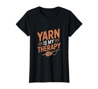 Yarn Is My Therapy - Tejedor de Ganchillo Camiseta gráfica económica, Mujer, Negro, XS