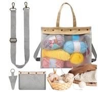 Yarn Storage Bag - de malla de transparente de gran capacidad, de crochet de punto, organizador portátil para el hogar, interior, exterior, viajes, escuela, amiga, esposa amiga