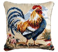 YarnAdventures 11 Ct Kit De Cojín De Punto De Cruz,Animales de granja,hermoso gallo grande.,Bordar Kit Principiantes Completo,DIY Bordado Creativo Regalo,18x18in
