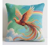 YarnAdventures animal Cross Stitch Cushion Kits,Hermosa ave fénix,Needlecraft Tapestry Kit Cushion Cover Craft,Hand Embroidery Cross Stitch Art for Home Decor,45x45cm