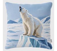 YarnAdventures animal Cross Stitch Cushion Kits,Oso blanco,Needlecraft Tapestry Kit Cushion Cover Craft,Hand Embroidery Cross Stitch Art for Home Decor,45x45cm