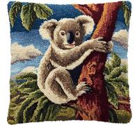 YarnAdventures animal Kit De Gancho De Cierre,Koala en una rama,Kits De Gancho Pestillo DIY Decorativo Almohada Bordado De Punto De Cruz de Cojines,43x43cm