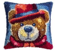 YarnAdventures animales de dibujos animados Kits de ganchillo para niños,Oso pardo y corazón de amor,kits de ganchillo para bordar a crochet para adultos para decoración de sofás y el hogar,43x43cm