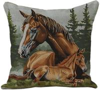 YarnAdventures Cross Stitch Cushion Kits,Caballos y potros,Needlecraft Tapestry Kit Cushion Cover Craft,Hand Embroidery Cross Stitch Art for Home Decor,45x45cm