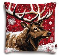 YarnAdventures Cross Stitch Cushion Kits,Copos de nieve,alce animal,Needlecraft Tapestry Kit Cushion Cover Craft,Hand Embroidery Cross Stitch Art for Home Decor,45x45cm
