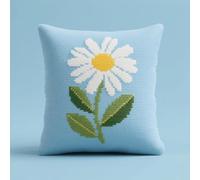 YarnAdventures Cross Stitch Cushion Kits,Hermosas flores de margarita,Needlecraft Tapestry Kit Cushion Cover Craft,Hand Embroidery Cross Stitch Art for Home Decor,45x45cm