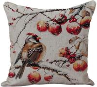 YarnAdventures Cross Stitch Cushion Kits,Pájaro petirrojo en un árbol frutal,Needlecraft Tapestry Kit Cushion Cover Craft,Hand Embroidery Cross Stitch Art for Home Decor,45x45cm