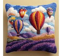 YarnAdventures Mansión Lavanda Kits de gancho de pestillo,Globos aerostáticos de colores,kit de gancho de pestillo de cojín,ganchillo,de bordado de cojín para niños,43x43cm