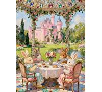 YarnAdventures Pintura por Números para Adultos,Conejo tomando té de la tarde,DIY Pintura por Números,Kit de Pintura al óleo de Lienzo para con Pinceles,40x50cm Sin marco