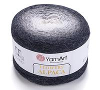YarnArt Flores Alpaca 20% Alpaca 80% Acrílico Peso 9.5 oz Longitud 1028 yardas Multicolor Rainbow Crochet Invierno Hilos Peso 2 Deporte (410)