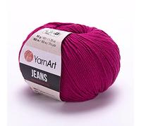 YarnArt Jeans 10 x 50 Gr Knitting Wool 500 g de lana 55% Algodón - 45% Poliacrílico - Color:91 Burgundy 91