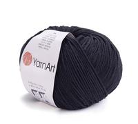 YarnArt, Jeans, Hilo de mezcla de algodón para amigurumi, ganchillo y punto, hilo turco suave 55 % algodón, 45 % poliacrílico, para proyectos hechos a mano, Negro 53