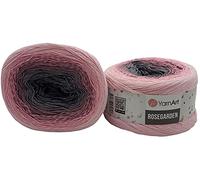 YarnArt Rosegarden, 500 gramos de lana Bobbel degradado, 100 % algodón, lana para tejer multicolor (rosa gris 313)