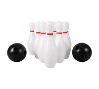 YARNOW 1 Juego de Bolas de Bolos de Plástico para Niños: Minijuego de Bolos con de Plástico Y Bolas Negras - Juguete Deportivo para Interiores Y Exteriores Que Fomenta La Coordinación Mano-Ojo Y