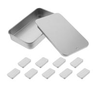 YARNOW 10 Unidades Caja de Hojalata Pequeña Portátil con Tapa Deslizante y Diseño de Tope, Contenedor Plateado Adecuado para Almacenar Objetos Pequeños y Organizar Escritorio