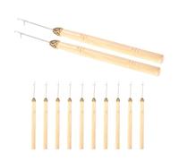 YARNOW 12 Piezas Aguja de Crochet para Rastas, Herramienta para Trenzar Pelucas, Mango de Madera y Bambú, Dorada, Ajuste Preciso del Peinado, para Salón, para Crear Peinados Únicos