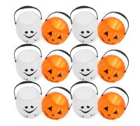 YARNOW 12 Piezas Cubo de Dulces de Halloween con Diseño de Calabaza y Fantasma, Ligero y Versátil, de Plástico con Asa para Trick-or-treating y Decoración Festiva