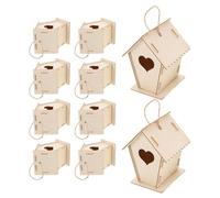 YARNOW 12 Piezas Kit para Pintar Casitas de Pájaros de Madera Colgantes para Manualidades Infantiles Proyecto DIY Seguro y Decorativo para Jardín y Exterior