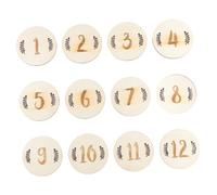 YARNOW 12 Tarjetas Mensuales para Bebés de Madera Números y Hojas Decorativas Set de 12 Piezas para Fotografía de Recién Nacidos y Recuerdo de Cumpleaños