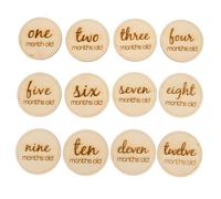YARNOW 12piezas Tarjetas De Crecimiento De Madera para Tarjetas Mensuales para Registrar El Crecimiento Accesorios De Fotografía para Recién Nacidos para Sesión De Fotos