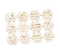 YARNOW 12piezas Tarjetas De Mensuales Para Bebés De Madera Discos De Para Recién Nacidos Señales De Crecimiento Para Bebés Para