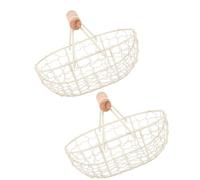 YARNOW 2 Cestas de Almacenamiento de Hierro y Madera para Huevos y Frutas Diseño Portátil, Ideales para Cocina y Escritorio, Estilo Simple y Creativo