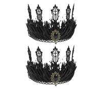 YARNOW 2 Diademas Vintage de Tiara Gótica Negras de Poliéster para Cosplay y Fiesta de Disfraces Estilo Elegante y Llamativo