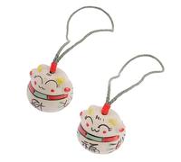 YARNOW 2 Piezas Campana De Gato Adorno Colgante De Campana De Viento Maneki Neko Colgando Estatuilla Mini Gato De La Suerte Carillón De Viento Neko Decoración China Cerámica Auto Teléfono