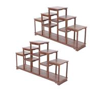 YARNOW 2 Piezas Estantería Pequeña de Plástico para Casa de Muñecas Diseño Multilayer Marrón, Muebles Miniatura para Exhibición y Decoración en Casas de Muñecas