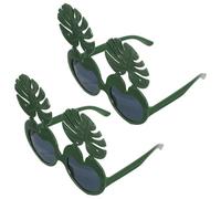 YARNOW 2 Piezas Gafas de Sol para Fiesta Hawaiana Luau, Gafas Tropicales Monstera, Verde, Abs, Ajuste, Portátil, para Niñas y Adultos, Fiesta Verano, Playa y Piscina