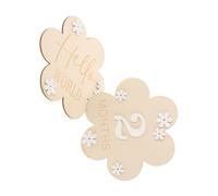 YARNOW 2 Piezas Juguetes De Para Bebés Del Mes Señal De Anuncio De Niña Mensual Del Bebé Cartel De Bienvenida Bebé Signo Hola Beige De Madera