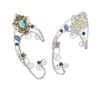 YARNOW 2 Piezas Pendientes de de Cristal Verde Brazaletes de Oreja No Perforados para Mujer Joyería Artesanal para Bodas y Uso Diario
