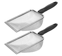 YARNOW 2 recogedores de excrementos para Reptiles: Pala de Acero Inoxidable para tamizar Arena y sustrato, Pala metálica para lecho, Malla de 8 Orificios de Aproximadamente 2,8 x 2,8 mm.