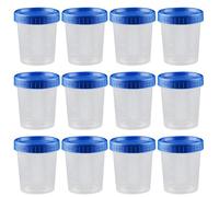 YARNOW 25 Tazas Selladas para Orina de 120 Ml Tapa de Rosca Azul, Vasos Medidores Graduados de Pp para Muestreo y Preparación de Muestras en Laboratorio