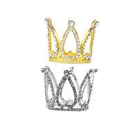 YARNOW 2Piezas Adornos De Pastel De Cumpleaños De Coronas Doradas y Plateadas Decoraciones para Fiestas Accesorios De Fotografía para Celebraciones Especiales