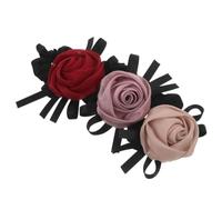 YARNOW 3 coleteros de satén con rosas para mujer - Diademas con lazo floral - Bonito lazo de rosa - Accesorios decorativos para coleteros de de caballo y moño