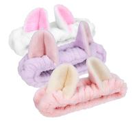 YARNOW 3 Diademas de Terciopelo para Mujer Diseño de Orejas, Banda Elástica Flexible para Maquillaje y Limpieza Facial durante Lectura o Ejercicio