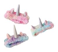 YARNOW 3 Diademas de Unicornio de Vellón Coral para Limpieza Facial sin Desprendimiento Diseño Adorable y Paquete de 3 Piezas para Uso Diario