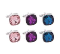 YARNOW 3 Pares de Gemelos de Hombre Diseño Elegante y Acabado Brillante en Aleación y Cristal para Boda y Uso Diario, Obsequio para Padrinos y Matrimonio