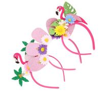 YARNOW 3 Piezas Diadema Hawaiana para Niñas Diseño de Flamenco y Flores Tropicales, Ligera y Resistente al Color para Fiestas Familiares y Luau